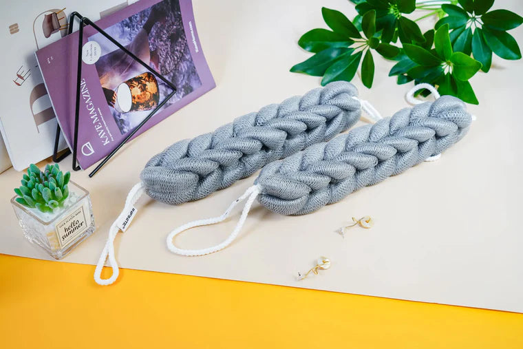 586 Loofah-Charcoal Twisted Back Scrubber