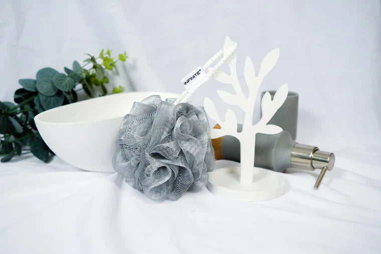 587 Loofah-Charcoal Soft Mesh Poufs